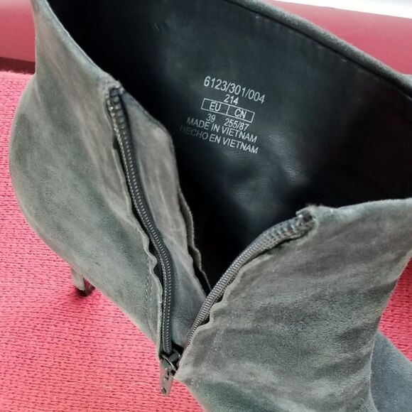Zara Ankle Bootie Gray Suede Dressy 4" Stiletto Heeled Platform Zips Size 8 - Picture 3 of 11